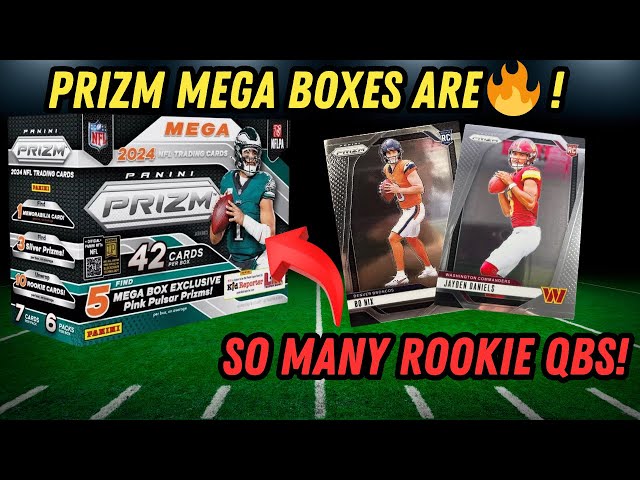 CHASING HUGE ROOKIE QB CARDS! Opening 2024 Panini Prizm Football Mega Boxes!