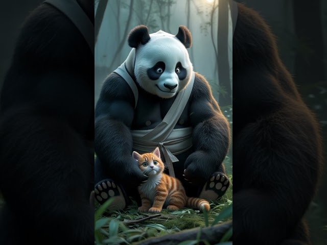 Brave Panda Pipplu Rescues a Kitten. #ai #cat #story #panda