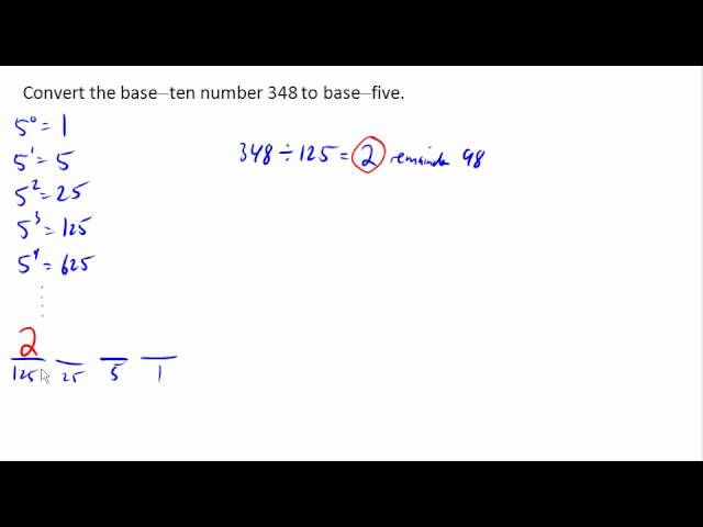 Converting base 10 to base 5 using remainder