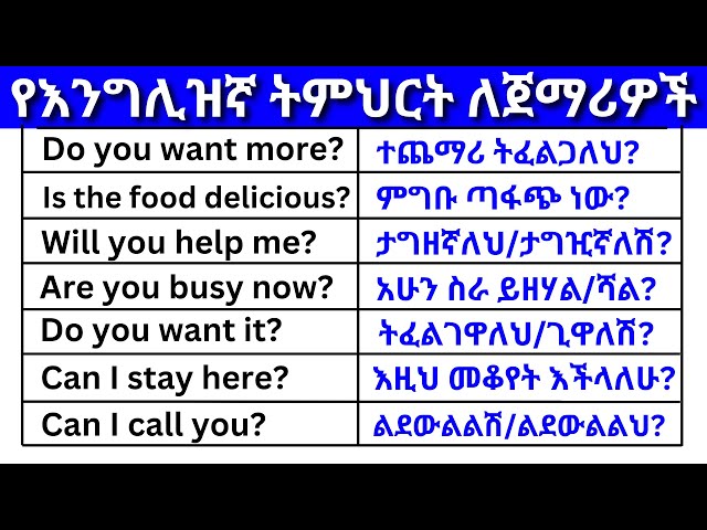 እንግሊዝኛ ለጀማሪዎች  ክፍል 8 (English In Amharic)እንግሊዝኛ ቋንቋ ለመማር | እንግሊዘኛ ቋንቋ ለመናገር | Easy for beginners All