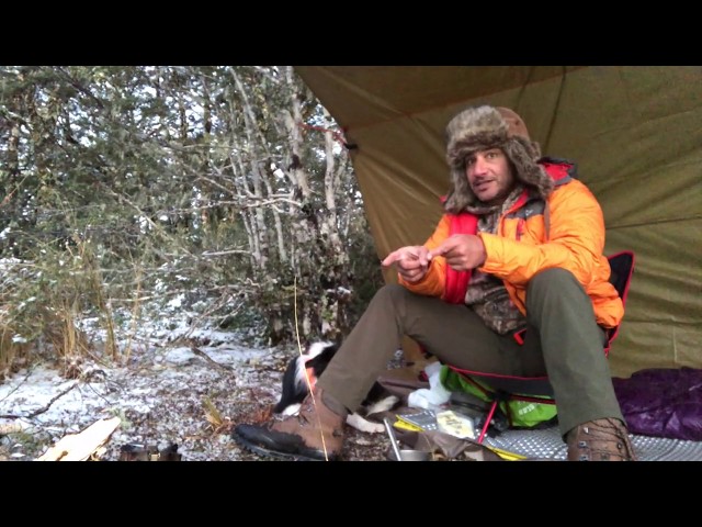 Winter tarp camping with loads of gear