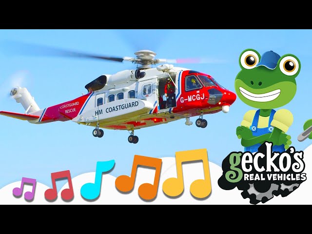 Rescue Helicopter Song｜NEW Kids Music｜Helicopter Video For Children｜Gecko's Real Vehicles｜Sing-Along