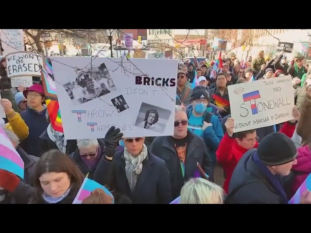 NY News Update - Rally at Stonewall Inn after trans references removed from website, Adams facing in