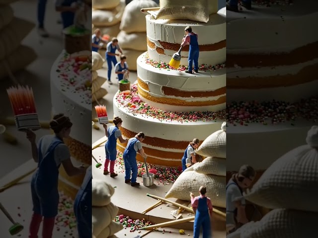 Minatures fixing cake #ai #trending #art #minatures