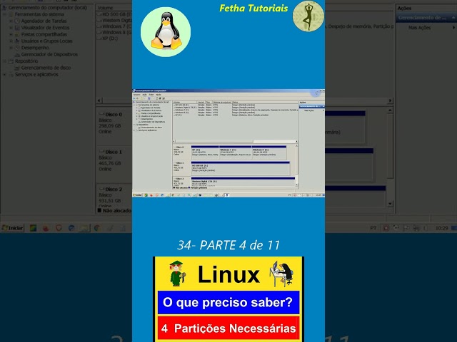 34- Curso de Linux para Leigos PARTE 4 de 11 de Partições necessárias do Linux