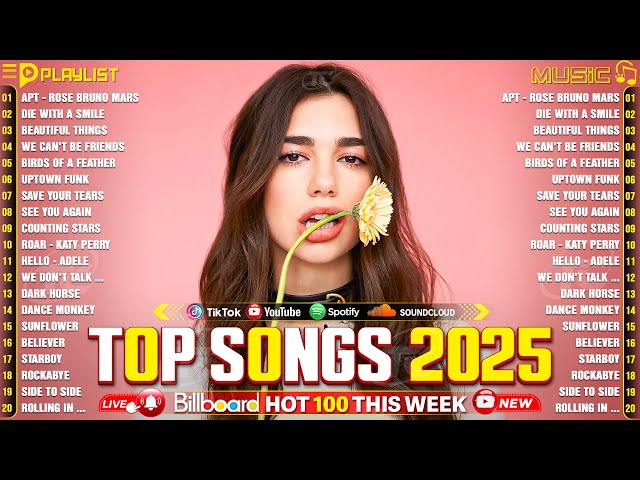 Dua Lipa, Ed Sheeran, Bruno Mars, Adele, Maroon 5, Rihanna, The Weeknd - Billboard Top 50 This Week