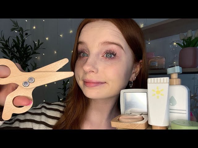 ASMR Wooden Pampering Session For Sleep 🪵🫧 (skincare, haircut, makeup, layered sounds)