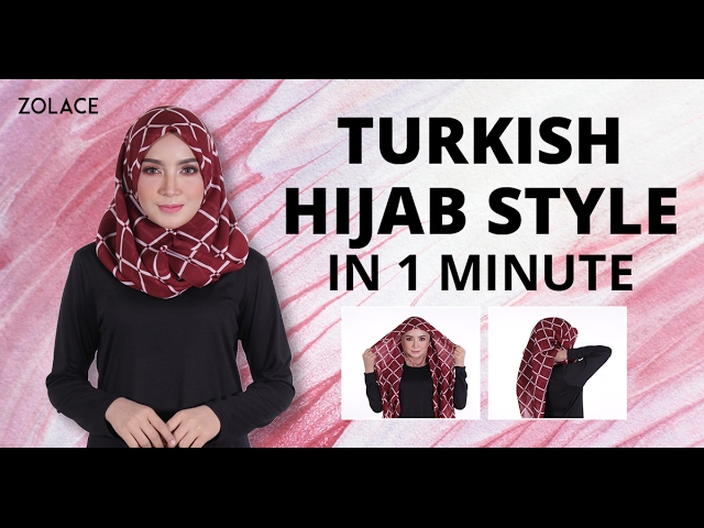 Hijab Shawl Tutorial 2017 -  How To Create a Turkish Hijab Style With a Square Headscarf in 1 Minute