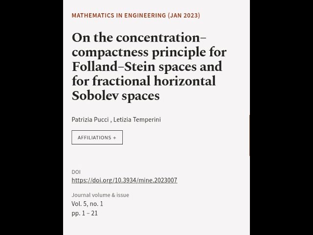 On the concentration–compactness principle for Folland–Stein spaces and for fractiona... | RTCL.TV