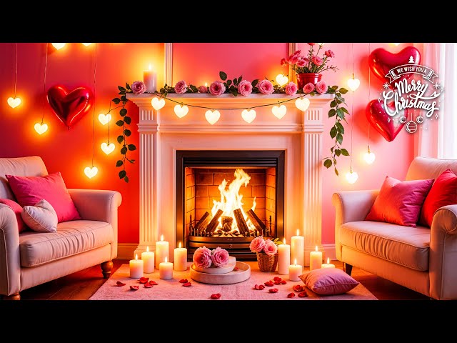 24/7 Happy Valentine's Day Music 🎵💝 Romantic Background Music for Valentine's Day 💘 Fireplace Music