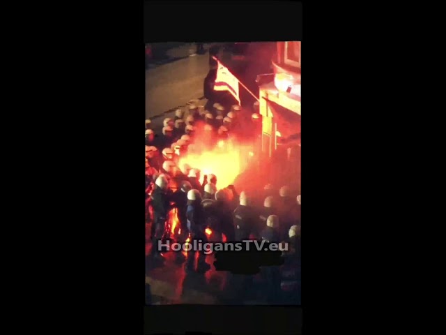 Gent vs. police after the game with AS Roma in Belgium 27.02.2020