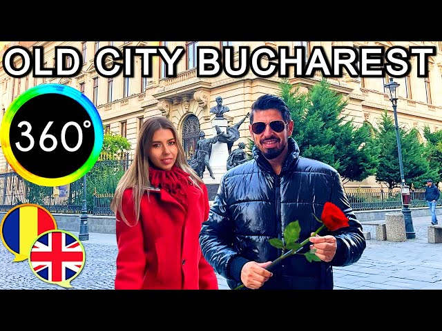 360° Video Old City Bucharest National Bank Romania CEC Palace Walking Tour With Alina Constantin 4K