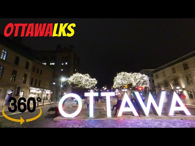 360° Night Walk Downtown Ottawa, Virtual Walking Tour, December 27, 2020