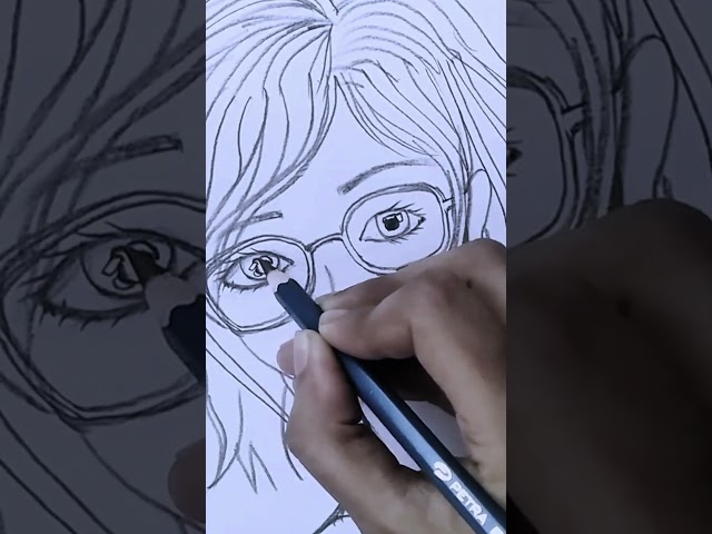 How to Draw a Girl with glasses | Pencil Sketch Step by Step #Shorts