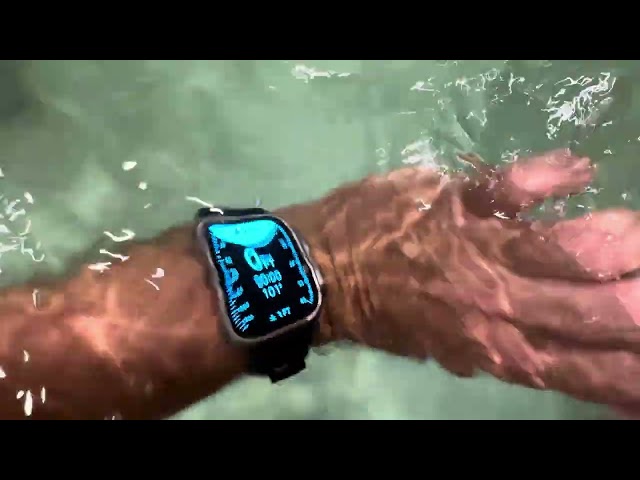 Apple Watch Ultra 2 under water Depth app demonstration in a pool