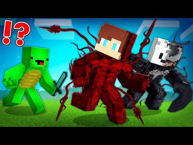 CARNAGE and VENOM Speedrunners vs Hunter in Minecraft - Maizen JJ and Mikey