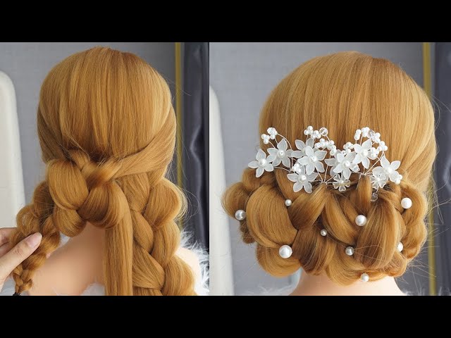 Braided Bun Hairstyle Step By Step - DIY Fancy Braided Bun Updo Wedding