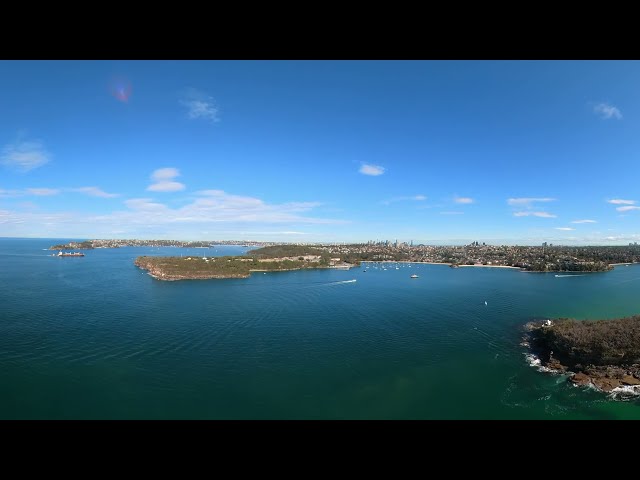 Flying above Balmoral Beach, Mosman NSW Australia (Sydney's lower north shore). VR 360, slomo 8K