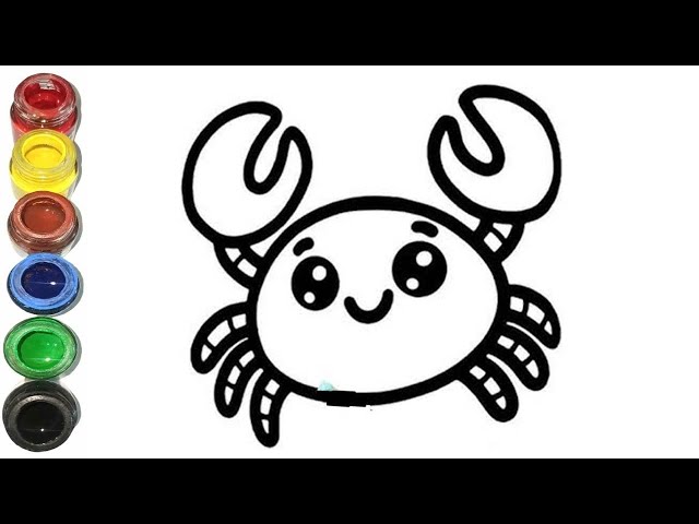 How To Draw Cute Rainbow Crab Drawing, Painting & Coloring For Kids & Toddlers_ 💙🌈