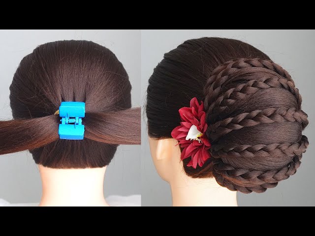 Easy French Bun Hairstyle With Clutcher | Simple Hairstyle For Wedding Party For Long Hair