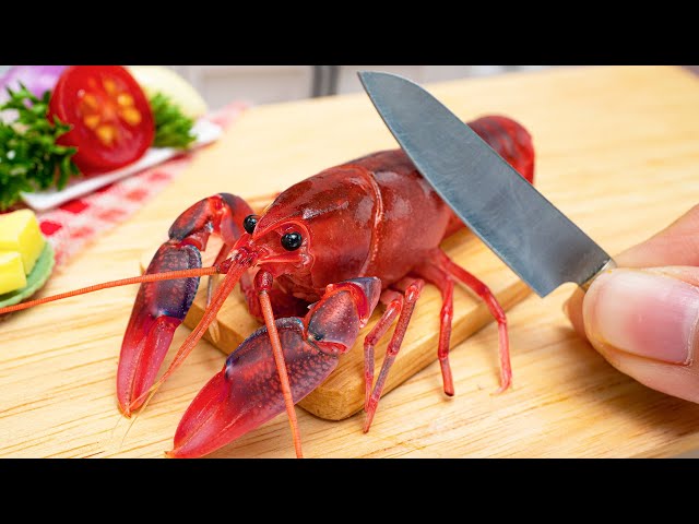 Yummy Miniature Grilled Lobster Recipe 🦞 Cooking Mini Seafood In Miniature Kitchen - ASMR Video