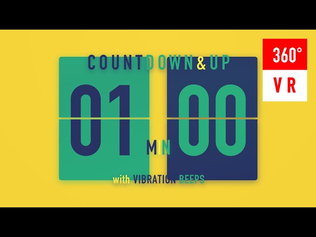 1 Minute Countdown & Countup Flip Clock Timer / With Vibration Beeps ⚡️ [ VR / 360° ]