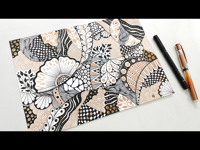 Creative Two-Color Zentangle Art | Beautiful & Easy Pattern Drawing