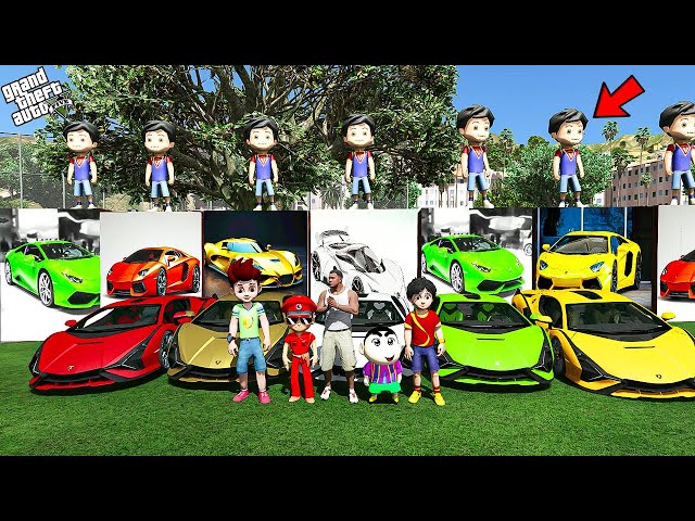 GTA 5 : Franklin, Shinchan, Shiva & Vir The Robot Stealing Epic Lamborghini Car in GTA 5