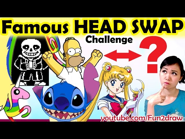 Challenge Fun Art Video: Drawing Famous Characters HEAD SWAP | Mei Yu - Funny Art Challenge