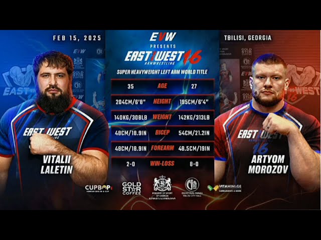 ARTYOM MOROZOV VS VITALY LALETIN EAST VS WEST 16 February ARM WRESTLING MATCH. RUSSIAN vs KAZAKHSTAN