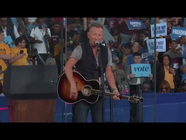 'Donald Trump is running to be an American Tyrant,' says Bruce Springsteen at a Kamala Harris rally