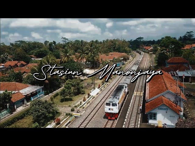 Argo Wilis Train Passes Manonjaya Station | Train Drone Footage