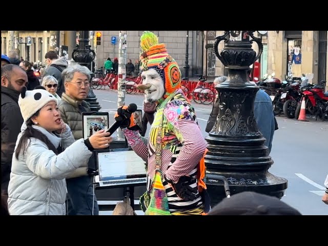 Karcocha Street Art in The Rambla, Barcelona 2024, Comedy improvisation 🇪🇸