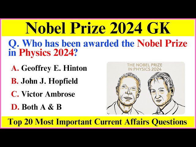 Nobel Prize 2024 | Nobel Prize 2024 Current Affairs | 2024 Nobel Prize Winners