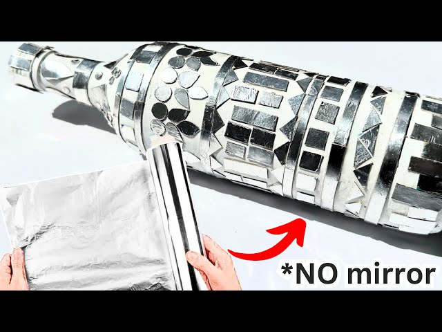 Simple Aluminum Foil  Craft Idea|Bottle Art|DIy Mirror From Aluminium Foil|Home Decor|Minitha