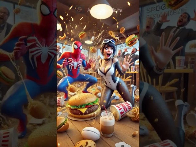 💥Evolution of Spider-Man: Wreak Havoc in the Restaurant! 🍔#spiderman #burger #marvel #shorts