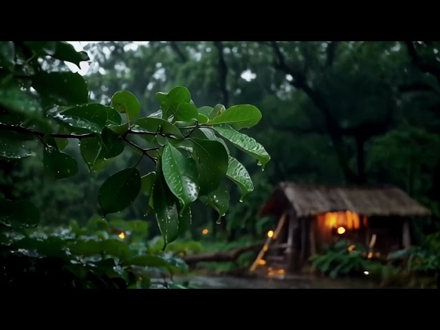 Perfect Rain On Leaves with Thunder Sound, Find Peace with Gentle Rain and Thunder Ambience