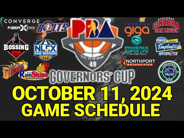 PBA Game Schedule Today | October 11, 2024 | PBA Governors' Cup Schedule Update