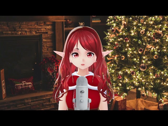 ASMR Christmas Elf does whispered story reading while lofi plays in another room