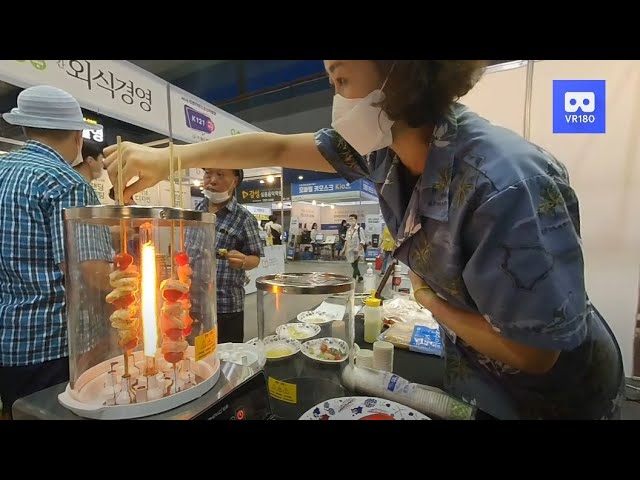 3D 180VR 4K Auto Barbecue Grilled Chicken & beef Skewers Machine Yakitori Street Food 360VR