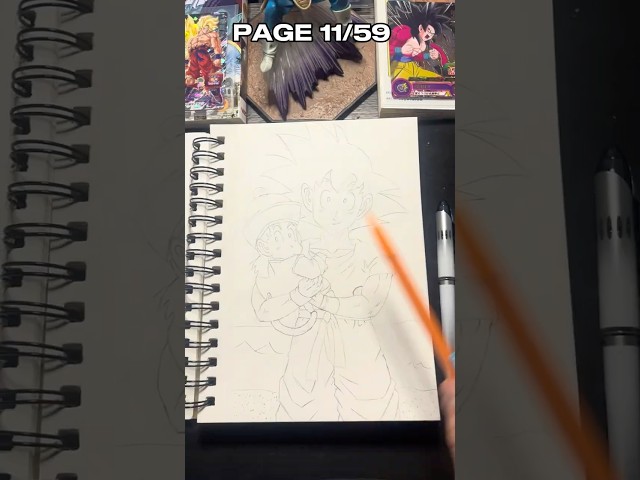 DRAWING the 11th page in my girlfriend's Dragon Ball 🐉 coloring book! 📕 #dragonball #shorts