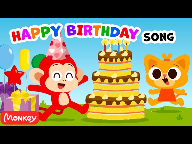 Happy Birthday Song 🥳🎂 Nursery Rhymes & Kids Songs | Monkey Junior