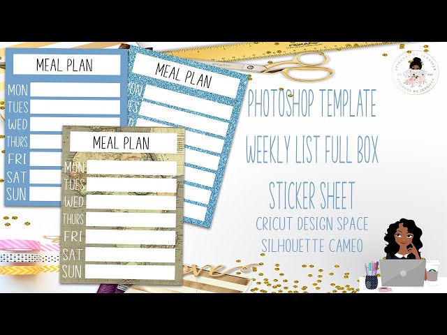 Photoshop Weekly Checklist Planner Sticker Template for Cricut and Silhouette Cameo/Portrait