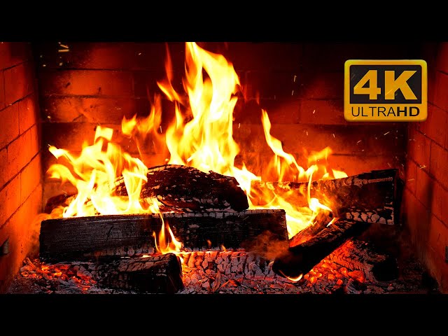 🔥 Fireplace 4K UHD! Fireplace with Crackling Fire Sounds. Fireplace Burning for Home