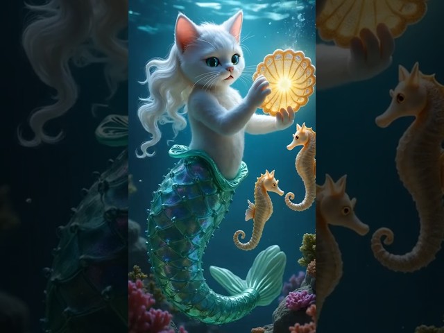 The Cat Mermaid Outsmarts the Sneaky Seahorse Thieves #aicat #funnypets #ai #catmermaid #lobstergang