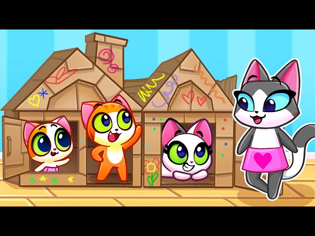 Let's Build a Cardboard House 🏠 Cool Family DIY ✂️ Educational Cartoons for Kids & Nursery Rhymes