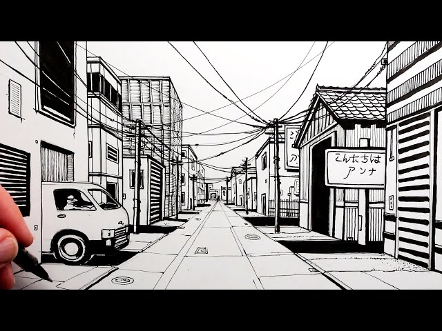 Mastering One-Point Perspective for Realistic Street Scenes: Narrated Drawing Tutorial