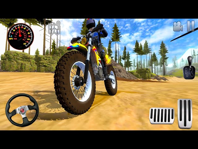 Outlaws - 2 Players Motocross Motorbikes Race Gameplay On New Map uphill Motor Driving