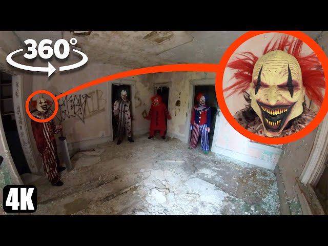 Scary Killer Clowns live in this Haunted Abandoned House.. [360° Camera Experience]