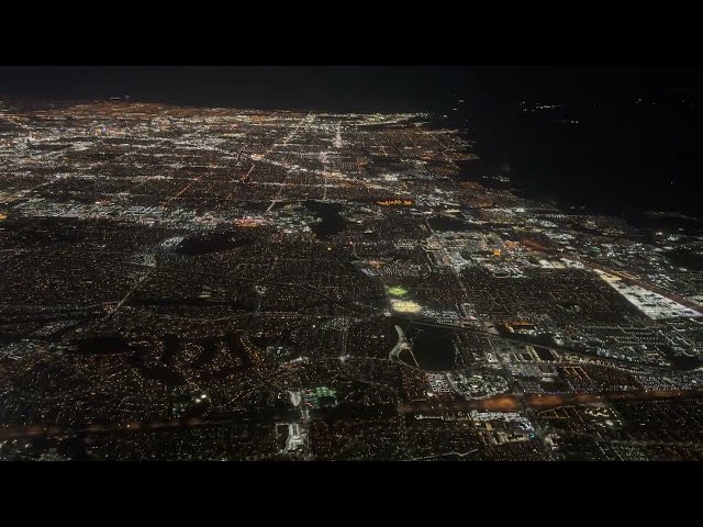 4K - Night Landing - Las Vegas - Harry Reid Airport (McCarran) - (KLAS) - April 26, 2023 - A320